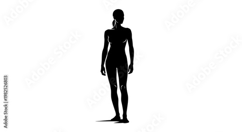 Black Silhouette of a Standing Woman with Ponytail and Minimalist Style
