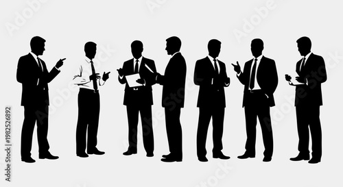 Business Team Meeting Silhouettes: Discussion, Agreement, and Collaboration