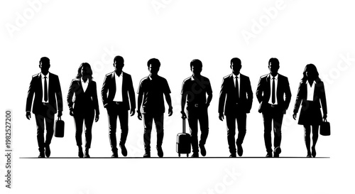 Diverse Business Professionals Walking With Luggage Symbolizing Travel and Corporate Journey