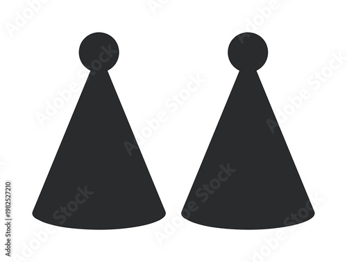 Minimalist board game piece silhouettes, black pawn icons for tabletop gaming, simple game piece vector set for strategy and competition