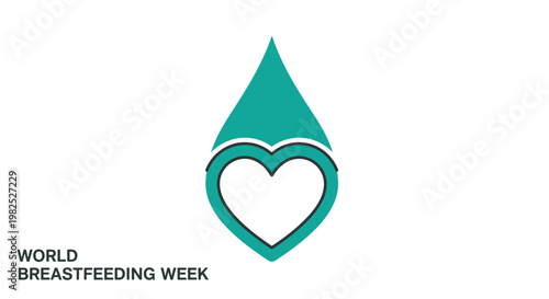 Teal milk droplet with heart breastfeeding icon.