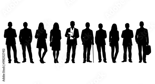 Diverse Group of Business Professionals in Silhouette Standing Together