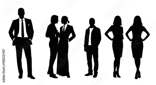 Diverse Group of Business Professionals in Silhouette: Men and Women in Formal Attire