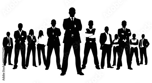Diverse Group of Business Professionals Standing Together as Teamwork and Success