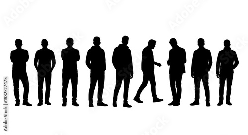 Diverse Group of Men Silhouettes Showing Different Casual and Formal Attire