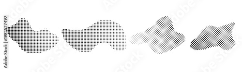 Halftone style world map representations with black and white graphic design halftone abstract geometric monochrome illustration