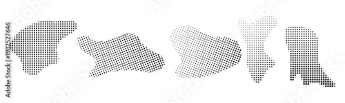 Stylized geographic shapes with halftone and lines black and white graphic design geographic halftone abstract geometric