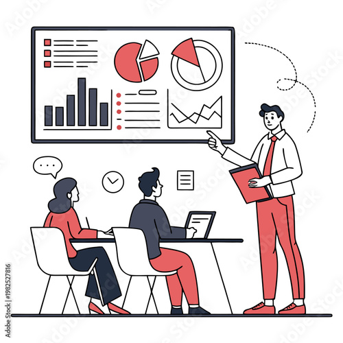 Business Presentation Meeting Flat Vector Illustration