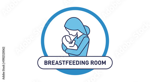 Breastfeeding room icon mother nursing baby symbol.