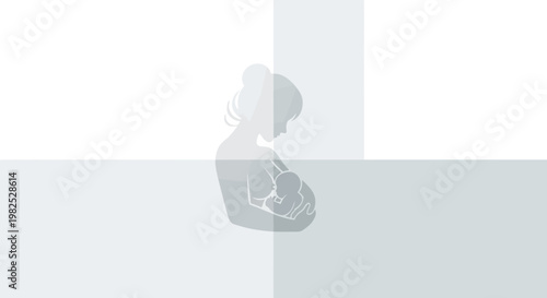 Graceful pregnant woman silhouette profile holding belly.