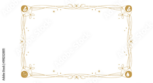 Elegant floral ornamental frame border with gold accents.