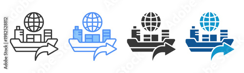 Sea Export Icon Set Multiple Style Collection