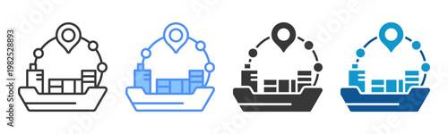 Shipping Route Icon Set Multiple Style Collection