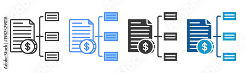 Tariff System Icon Set Multiple Style Collection