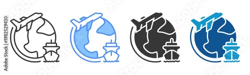 Global Logistics Icon Set Multiple Style Collection