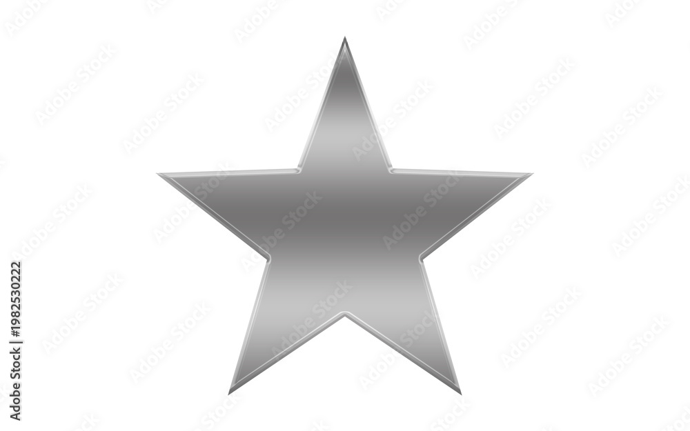 Fototapeta premium Silver Star Icon PNG with Transparent Background – Metallic Gradient Glossy Star Symbol