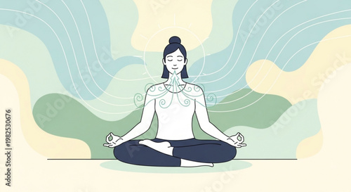 Woman meditating with breathing visualization for stress management