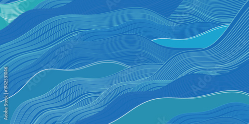 Abstract Blue Wavy Line Pattern Background