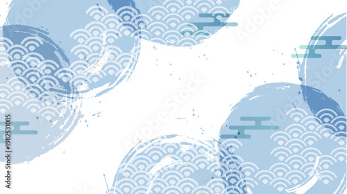 Elegant Japanese Style Light Blue Background Featuring Traditional Patterns