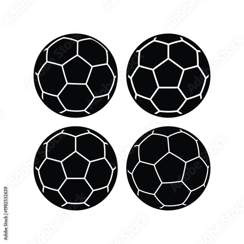 Traditional soccer ball football sports set silhouette
