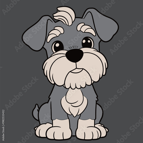 Cute Cartoon Schnauzer Dog Illustration