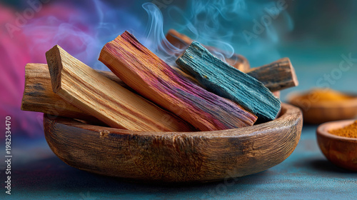 Spiritual wellness with palo santo meditation and alternative therapy for mental health balance