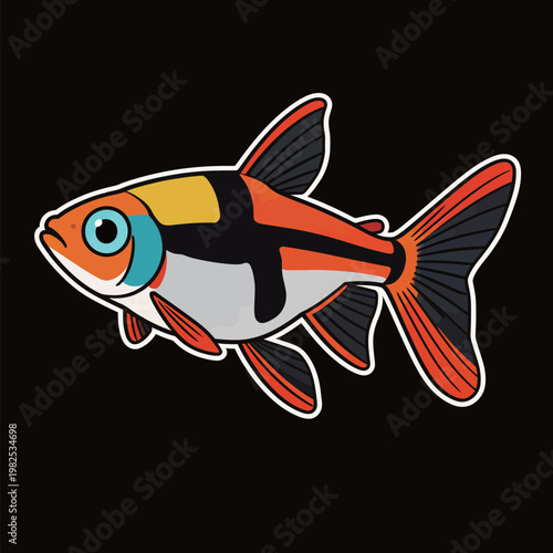 Stylized Cartoon Tetra Fish Illustration