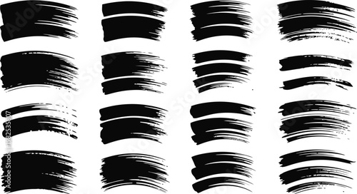 bstract Black Brush Strokes Set, Ink Paint Boxes and Grunge Frames Collection