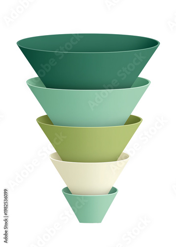 Layered Colorful Funnels in Modern Design, Minimalist Aesthetic