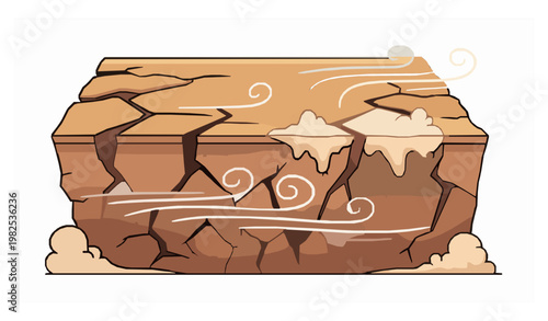 Soil erosion desertification environmental problem vector illustration