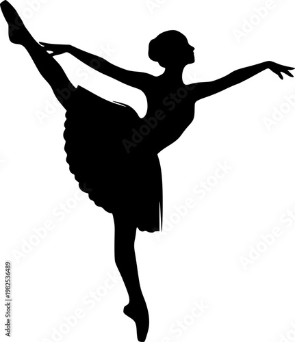  ballerina silhouettes in ballet poses isolated on white background, Vector