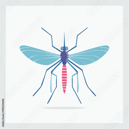 Stylized illustration of a mosquito, a common flying insect often associated with warm climates and potential health risks