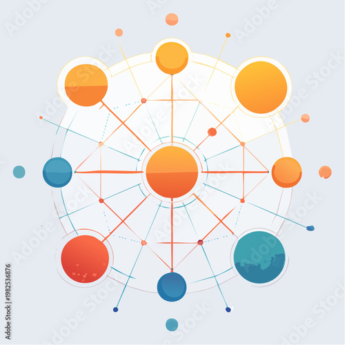 Abstract concept of interconnected data points and global network connections