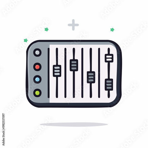 Mixing desk audio faders dj sound equalizer equipment graphic illustration