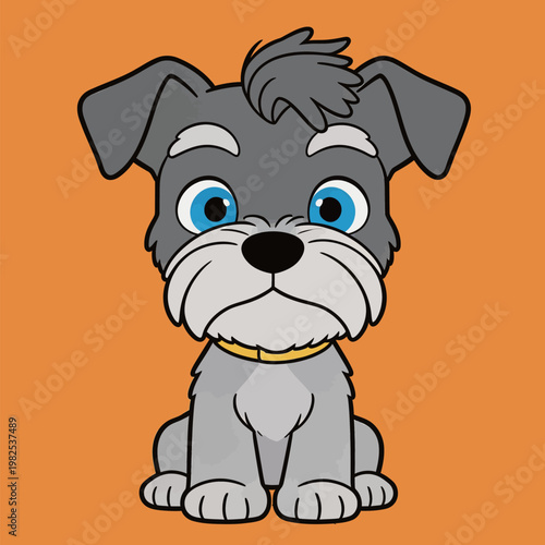 Cute Cartoon Schnauzer Dog Illustration