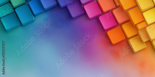 Vibrant Colorful Keyboard Keys on Abstract Rainbow Background