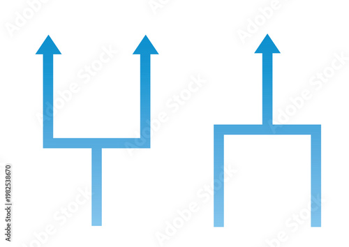 細線分岐矢印アイコン フローチャートUI素材
