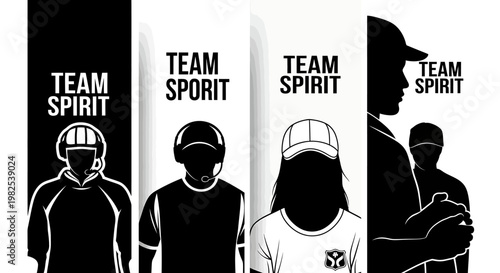 Team spirit concept with diverse people silhouettes and motivational text