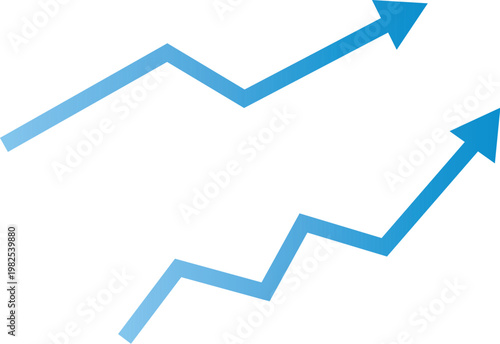 細線成長矢印アイコン ビジネスグラフUI素材