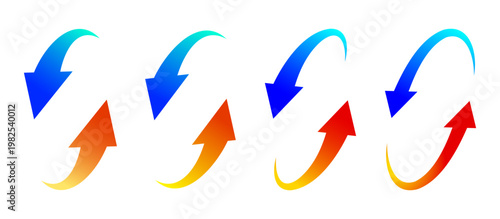 上向き下向きの曲線矢印（グラデーション）