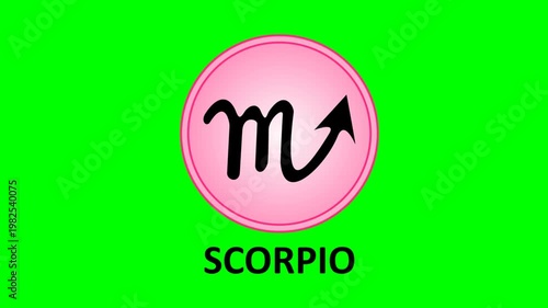 Scorpio zodiac sign animation icon on green screen background.