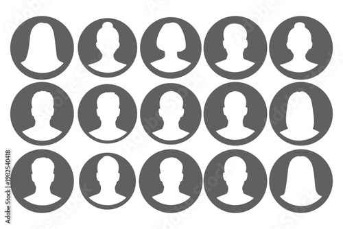 Avatar man icon, profile placeholder, anonymous user male gray person identity icon. Simple Gray Avatar Icons Representing Male And Female Profiles. person icon, profile picture