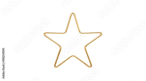 Golden star shape outline isolated on transparent background