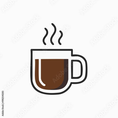 Simple line art hot coffee cup icon design