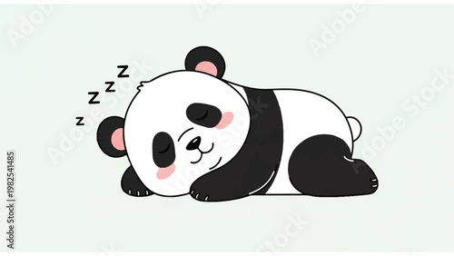 Sleeping panda bear cartoon character.
