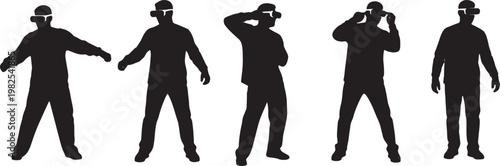 Black Solid AR Smart Glasses Choreography Dance Silhouettes Set of Six on White Background