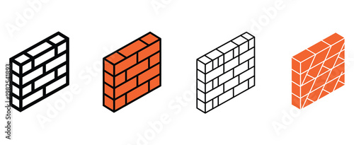 Brick wall icon vector, construction symbol for masonry work, home building, and architectural structure set, clean and modern illustration ideal for construction apps, engineering graphics, and build