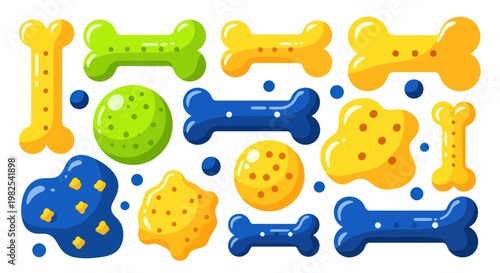 Colorful Dog Toys: Bones, Balls, and Chewables