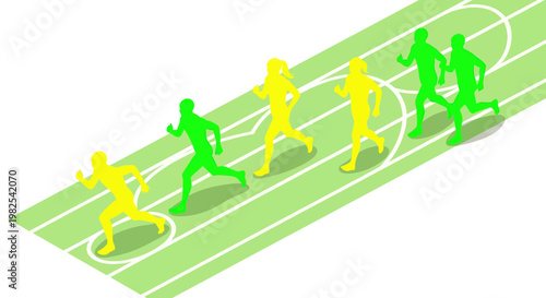 Athletes Running on Track, Competition, Sport, Success, Speed, Teamwork, Fitness