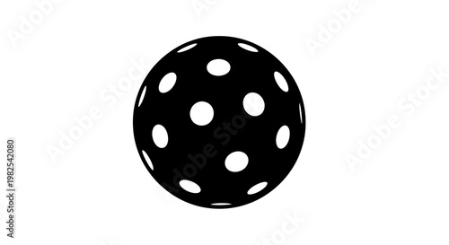 Black Pickleball Icon on White Background